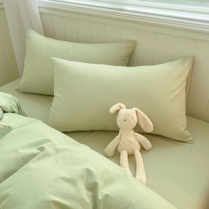 Grade A brushed four-piece cotton four-piece set green B50