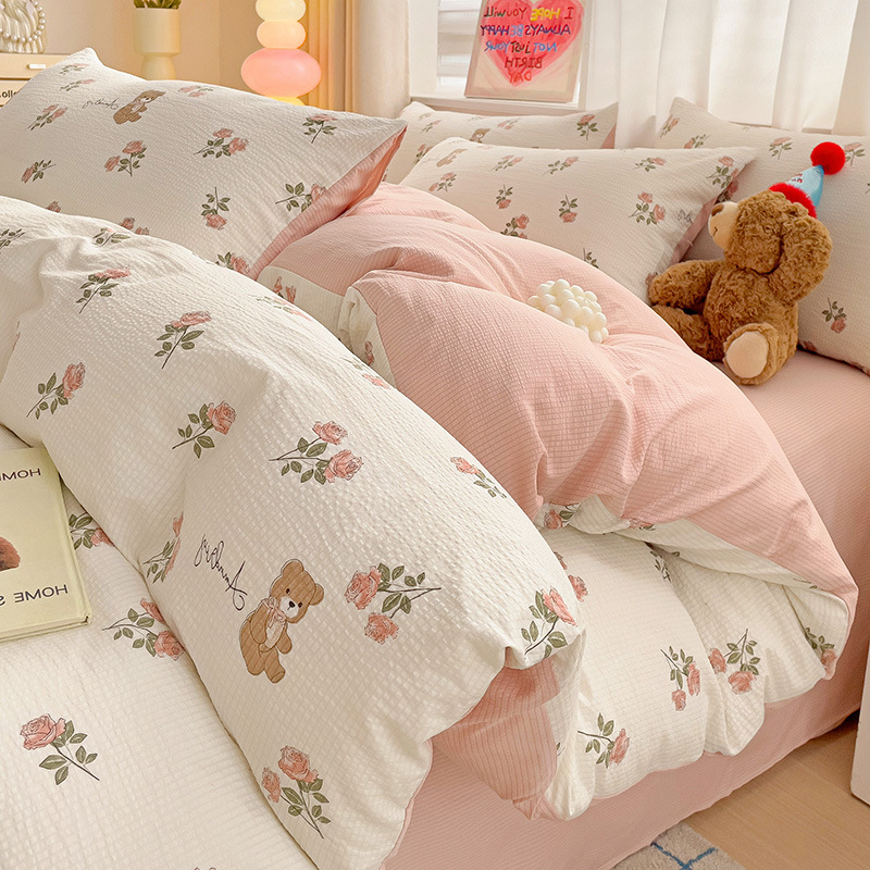 Seersucker bed sheet four-piece set type a quilt cover 