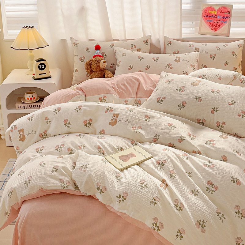 Seersucker bed sheet four-piece set type a quilt cover 