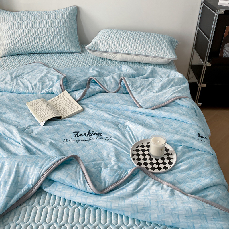 solid color cool silk summer cool quilt four-piece set B83